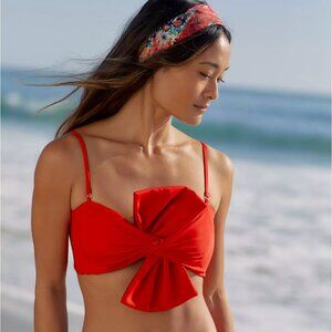 Juan De Dios for Anthropologie, Bow Bikini Top in red, Size XS